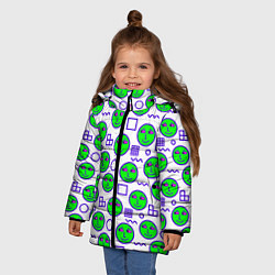 Куртка зимняя для девочки Green smiley face, цвет: 3D-светло-серый — фото 2