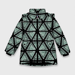 Куртка зимняя для девочки Глаз в пирамиде как калейдоскоп, цвет: 3D-черный