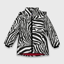 Куртка зимняя для девочки Шкура зебры черно - белая графика, цвет: 3D-красный