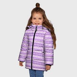 Куртка зимняя для девочки Геометрический узор с сердцами, цвет: 3D-светло-серый — фото 2