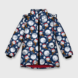 Зимняя куртка для девочки Весёлые снеговики - паттерн