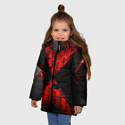 Куртка зимняя для девочки Иероглифы и текстуры, цвет: 3D-черный — фото 2