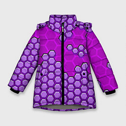 Зимняя куртка для девочки Фиолетовая энерго-броня из шестиугольников