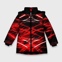 Куртка зимняя для девочки Красный лазер линии, цвет: 3D-черный