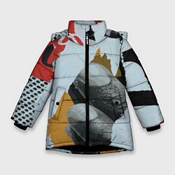 Куртка зимняя для девочки Бунтарский хаос, цвет: 3D-черный