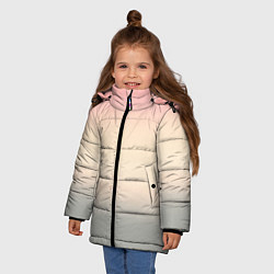 Куртка зимняя для девочки Персиковый и серый градиент, цвет: 3D-черный — фото 2