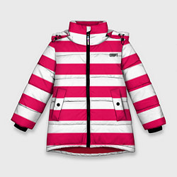 Зимняя куртка для девочки Красно белый узор в полоску