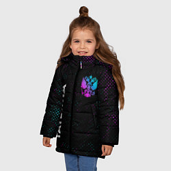 Куртка зимняя для девочки Татьяна и неоновый герб России вертикально, цвет: 3D-черный — фото 2