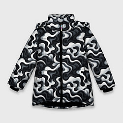 Куртка зимняя для девочки Краски чужих миров, цвет: 3D-черный