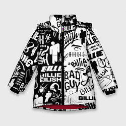 Куртка зимняя для девочки Billie Eilish чернобелые битва лого, цвет: 3D-красный