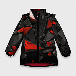Зимняя куртка для девочки Черные и красные треугольные частицы
