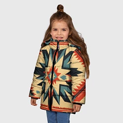 Куртка зимняя для девочки Орнамент в стиле американских индейцев, цвет: 3D-черный — фото 2