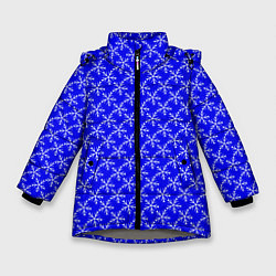 Зимняя куртка для девочки Паттерн снежинки синий