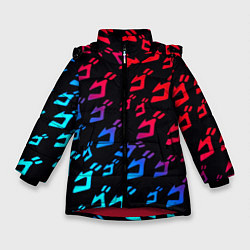 Куртка зимняя для девочки JoJos Bizarre битво лого неон, цвет: 3D-красный