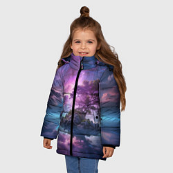 Куртка зимняя для девочки Волшебный остров, цвет: 3D-светло-серый — фото 2