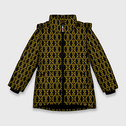 Зимняя куртка для девочки Узоры чёрно-золотой паттерн
