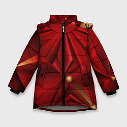 Зимняя куртка для девочки Красный материал со складками