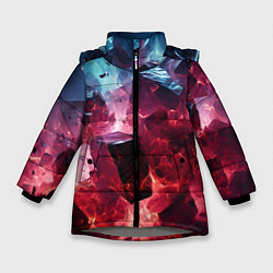 Куртка зимняя для девочки Кубы в красном и фиолетовом дыме, цвет: 3D-светло-серый