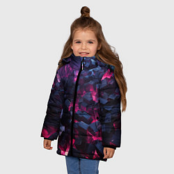 Куртка зимняя для девочки Фиолетовые кубы в фиолетовом дыме, цвет: 3D-черный — фото 2