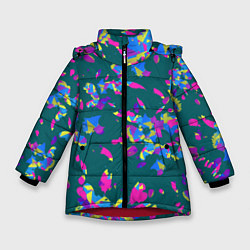Куртка зимняя для девочки Абстрактные лепестки, цвет: 3D-красный