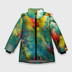 Куртка зимняя для девочки Абстрактные мазки краски, цвет: 3D-светло-серый