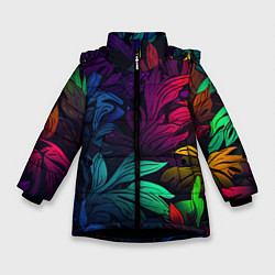 Зимняя куртка для девочки Яркие абстрактные листья