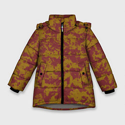 Куртка зимняя для девочки Бордово-горчичные пятна, цвет: 3D-светло-серый