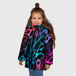 Куртка зимняя для девочки Черные пятна на разноцветном фоне, цвет: 3D-черный — фото 2