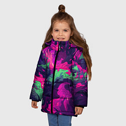 Куртка зимняя для девочки Неопределенный яркий камуфляж, цвет: 3D-черный — фото 2