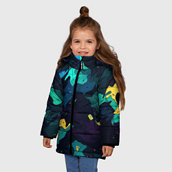 Куртка зимняя для девочки Акватический камуфляж, цвет: 3D-светло-серый — фото 2