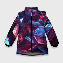 Куртка зимняя для девочки Абстрактные стеклянные камни, цвет: 3D-светло-серый