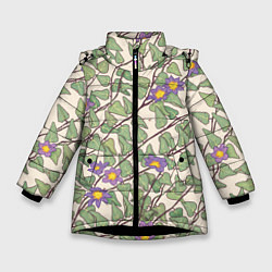 Куртка зимняя для девочки Клематис, цвет: 3D-черный