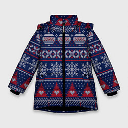 Куртка зимняя для девочки New Years sweater, цвет: 3D-черный