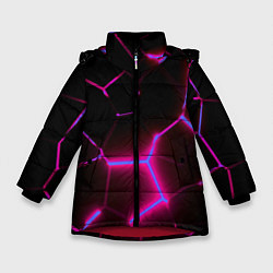 Куртка зимняя для девочки Неоновые плиты, цвет: 3D-красный
