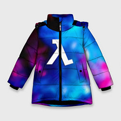 Куртка зимняя для девочки Half life neon freeman, цвет: 3D-черный