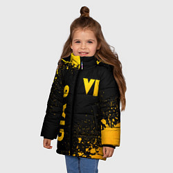 Куртка зимняя для девочки GTA 6 - gold gradient вертикально, цвет: 3D-черный — фото 2