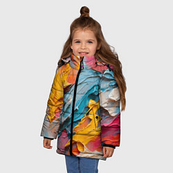 Куртка зимняя для девочки Абстрактная живопись акрилом, цвет: 3D-черный — фото 2