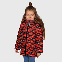Куртка зимняя для девочки Красные и чёрные треугольники, цвет: 3D-черный — фото 2