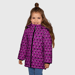 Куртка зимняя для девочки Розовые и чёрные треугольники, цвет: 3D-светло-серый — фото 2