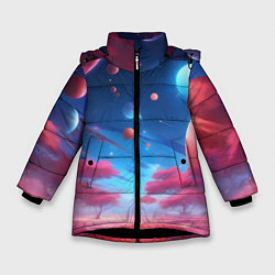Куртка зимняя для девочки Красный лес, цвет: 3D-черный