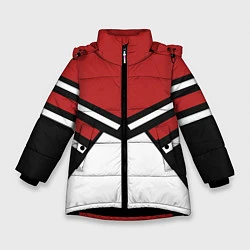 Куртка зимняя для девочки Советский спорт с полосами, цвет: 3D-черный