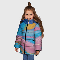 Куртка зимняя для девочки Жидкая синяя и розовая краска, цвет: 3D-светло-серый — фото 2