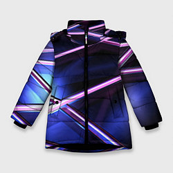 Зимняя куртка для девочки Фиолетовая геометрическая абстракция