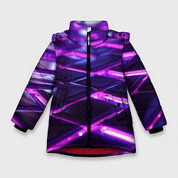 Куртка зимняя для девочки Фиолетовая неоновая плитка, цвет: 3D-красный