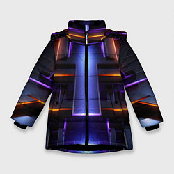 Куртка зимняя для девочки Объемная неоновая конструкция, цвет: 3D-черный