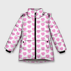 Куртка зимняя для девочки Нежные розовые сердечки, цвет: 3D-светло-серый