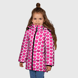 Куртка зимняя для девочки Малиновые сердца, цвет: 3D-черный — фото 2