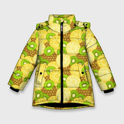 Зимняя куртка для девочки Фрукты - ананас и киви