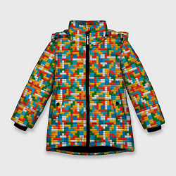 Куртка зимняя для девочки Плитки тетриса, цвет: 3D-черный