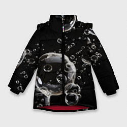 Куртка зимняя для девочки Пузыри на черном, цвет: 3D-красный